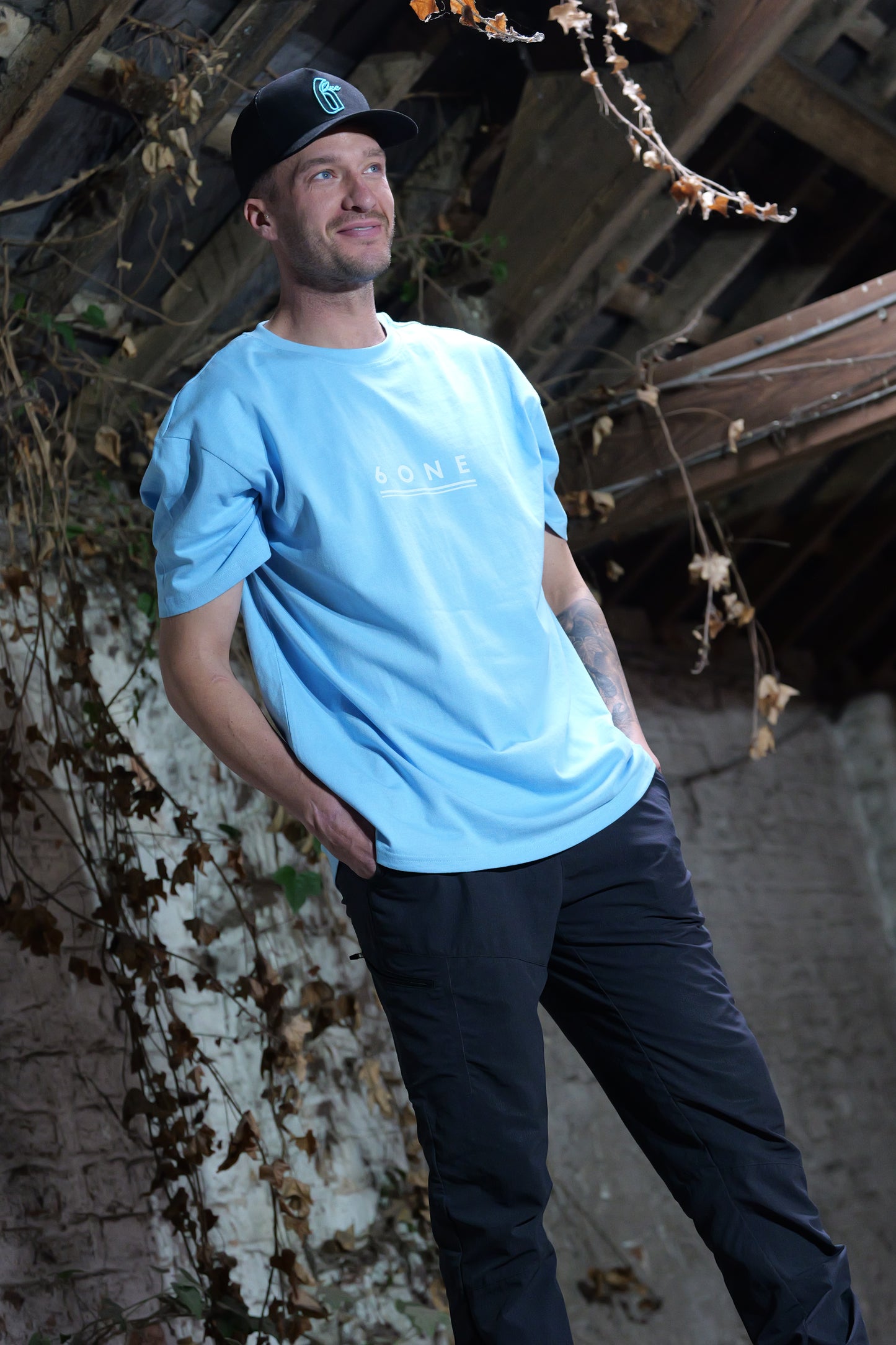 Oversized Printed T-shirt - Baltic Blue