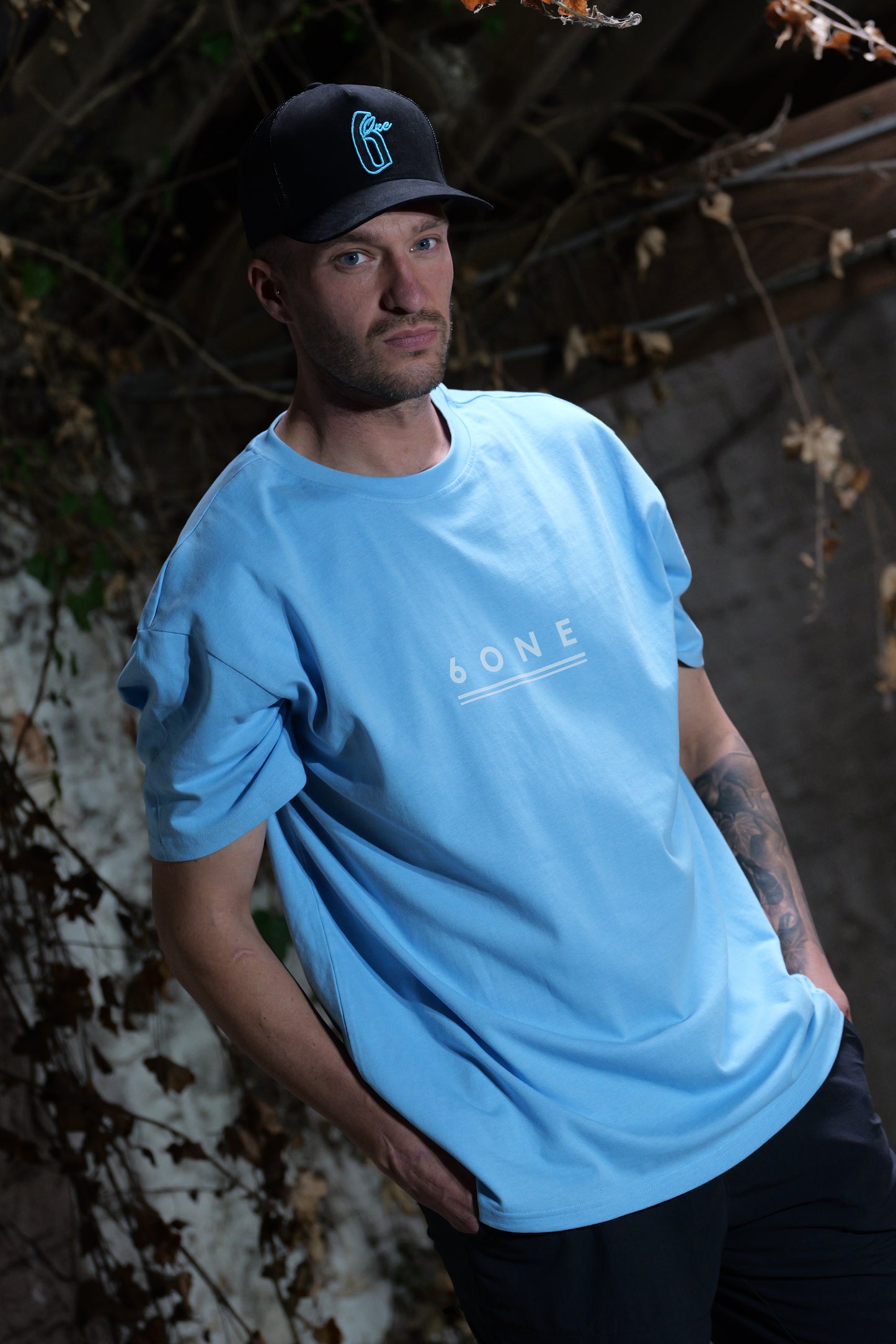 Oversized Printed T-shirt - Baltic Blue